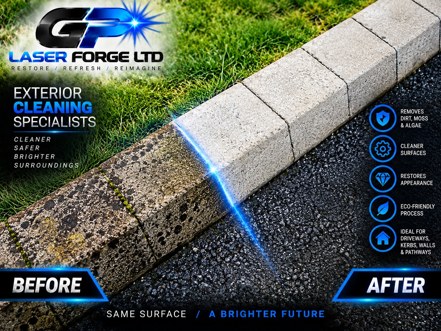 Before and after industrial equipment laser cleaning by GP Laser Forge